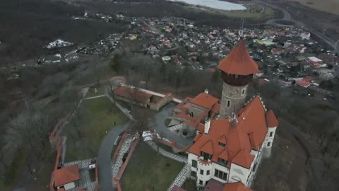 Vertical panorama of a stone castle Stock Footage 239912312