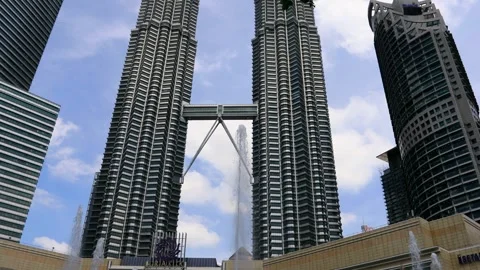 Vertical panorama of tall skyscraper towers in Kuala Lumpur city of Malaysia 4k Stock Footage 293131847