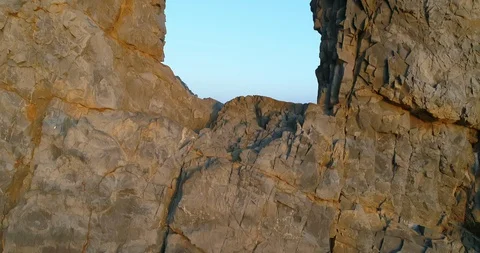 Vertical panorama of a unique rock Stock Footage 129902895