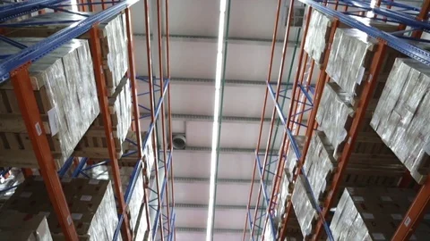 Vertical panorama on a warehouse Stock Footage 72665051