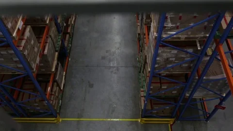 Vertical panorama on a warehouse with products Stock Footage 72668642