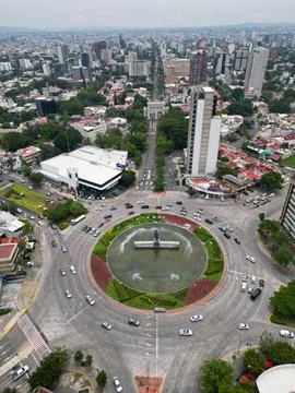 Vertical panoramic drone view of La Minerva in Guadalajara, Jalisco Stock Photos
