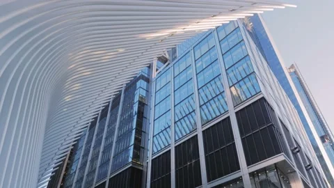 Vertical panoramic on the Oculus building Stock Footage 131970705