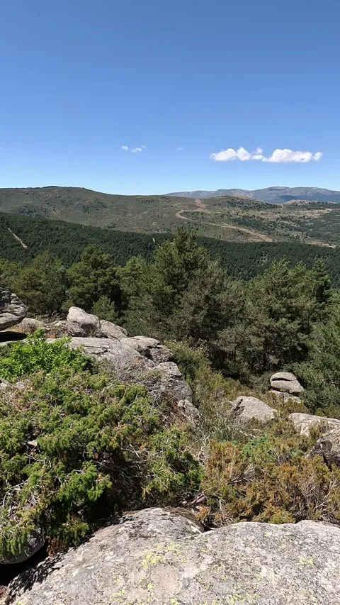 Vertical panoramic shot of the mountains in Madrid Stock Footage 279178411