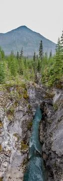 Vertical panoramic view down the Marble Canyon Trail along the Tokumm Creek in Stock Photos