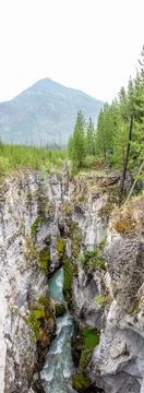 Vertical panoramic view down the Marble Canyon Trail along the Tokumm Creek in Foto stock