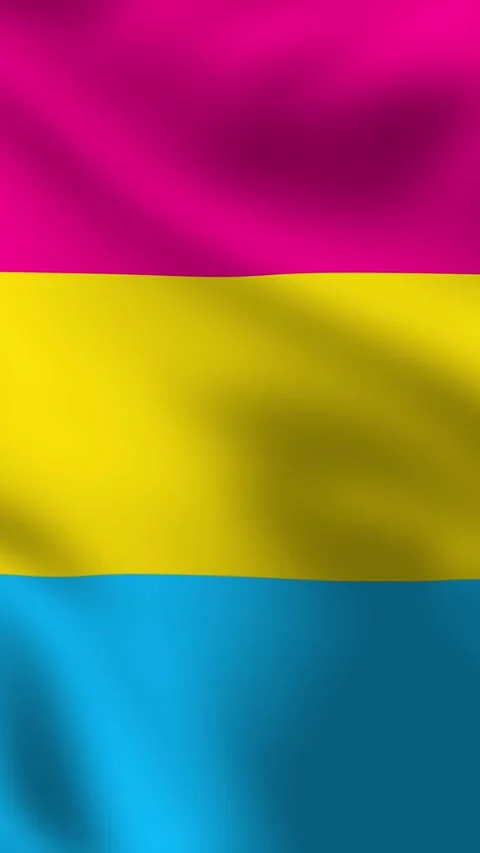 A vertical pansexual flag featuring pink, yellow, and blue stripes 動画素材 308665335