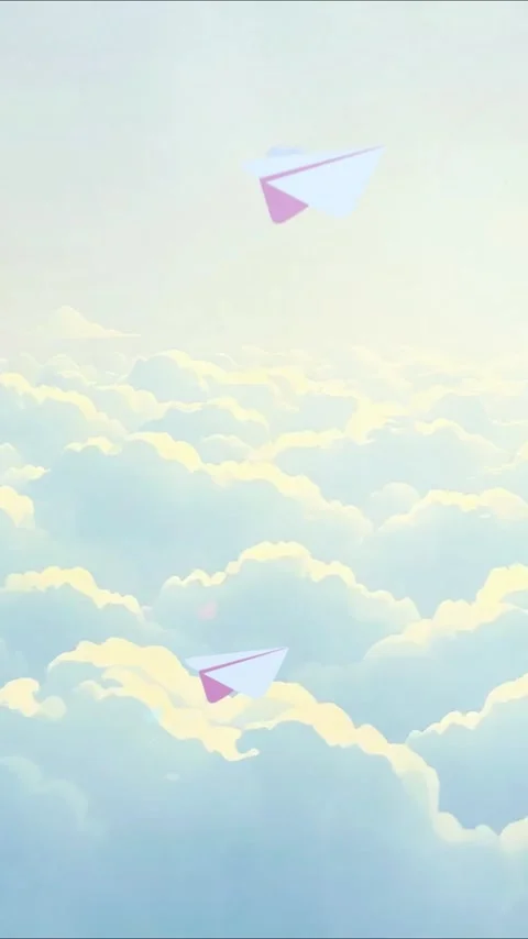 Vertical Paper Planes in Cloudscape - Animated Mobile Background Stock Footage 305731834