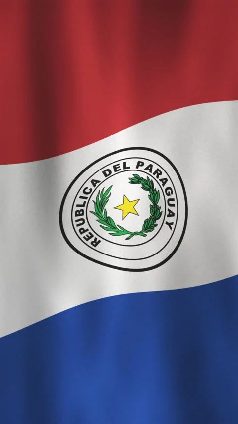 Vertical Paraguay Flag Wavy Motion Background with Seamless Ripple Distortion Stock Footage 303433626