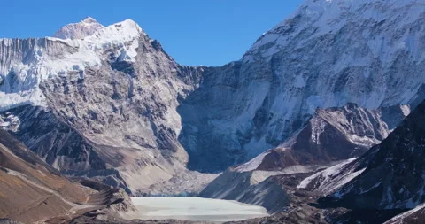 Vertical parallax drone shot of Imja Glacier Lake, Everest region Nepal Vídeos de archivo 331697300