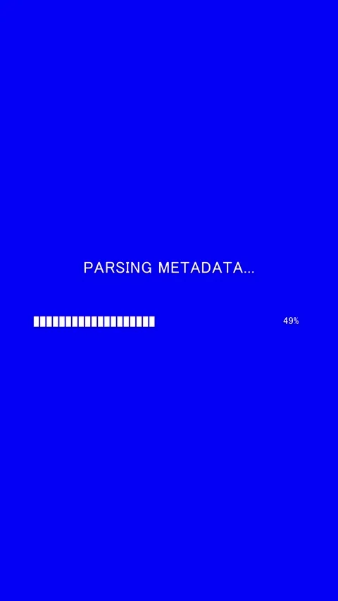 Vertical parsing metadata text with progress bar on blue background Stock Footage 340144947