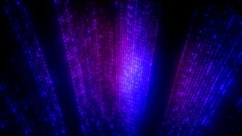Vertical Particles of Purple and Blue Neon Light Rays on Black Background 스톡 일러스트