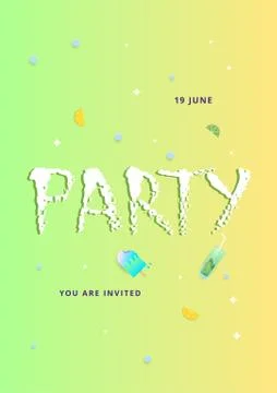Vertical Party banner with creative lettering. Template for holiday summer fl Stock Illustration