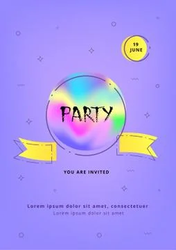 Vertical Party banner. Holography elements. Template for holiday design. Vect 스톡 일러스트