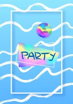 Vertical Party banner. Holography elements. Template for holiday design. Vect Stock Illustration