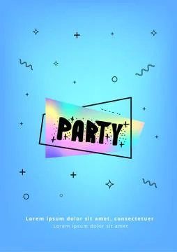 Vertical Party flyer. Holography elements. Template for holiday design. Vecto Stock Illustration