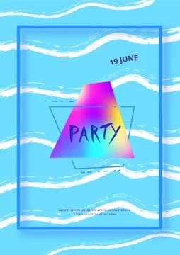 Vertical Party flyer. Holography elements. Template for holiday design. Vecto イラスト素材