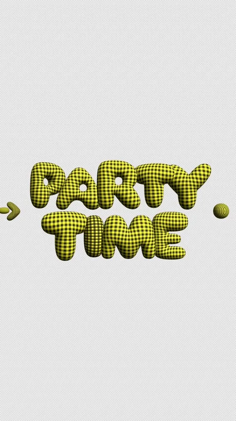 Vertical PARTY Time 3d animated text. Words Party Time 3d text. Design text Stock Footage 306679244