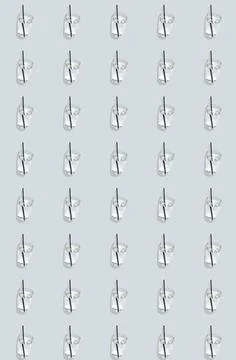 Vertical pattern with clear water in a glass with a drinking straw on a gray  Stock Illustration