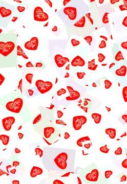 Vertical pattern with red hearts on a white background. Stock Photos