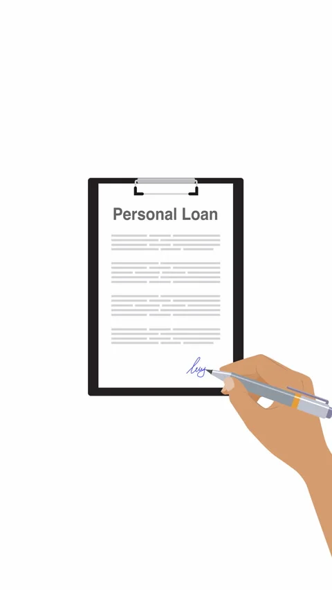 Vertical Personal Loan Application Signing Animation with Hand and Pen 스톡 동영상 336270136