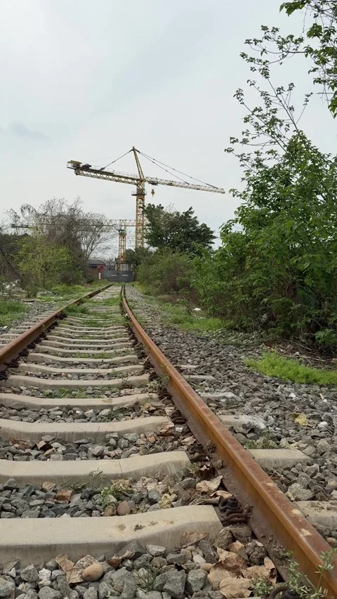 Vertical Perspective of railway tracks leading to the horizon in China 動画素材 334700678