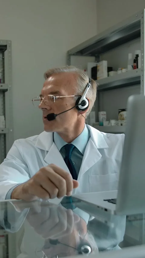 Vertical of Pharmacist preparing online order for client in white paper package Stock Footage 276928757