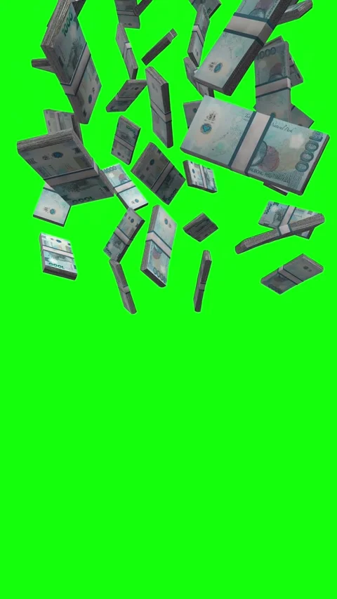 Vertical Philippine Peso Falling Animation on Green Background Stock Footage 301928472