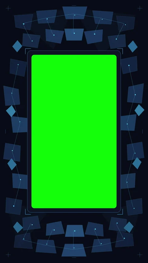 Vertical phone template with chroma key green screen and hud interface Vidéo 346740693