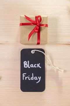 A vertical photo showing a rectangular black label with the words Black Fri.. Foto stock