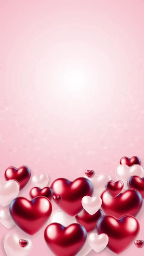Vertical Pink Gradient Loop Animation Background with Red and White Hearts 動画素材 300552049