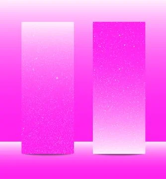 Vertical PinkRectangle Banners. Snow, Winter. Stock Illustration