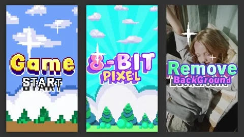 Vertical Pixel 8-bit Title After Effects stock