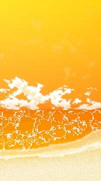 Vertical Pixel Art Beach Background with Orange Sunset Stock Illustration