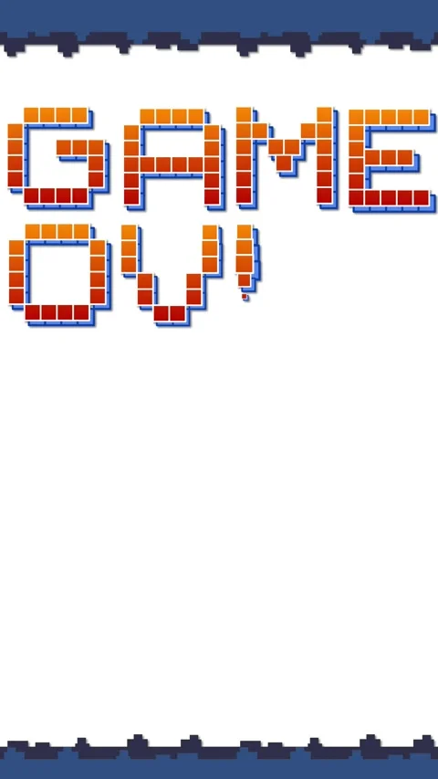 Vertical Pixel Art Game Over Animation with Space Rocket Shooting Text Stock Footage 337090639