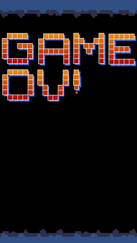 Vertical Pixel Art Space Shooter Game Over Animation with Rocket Ship Stock Footage 336423260