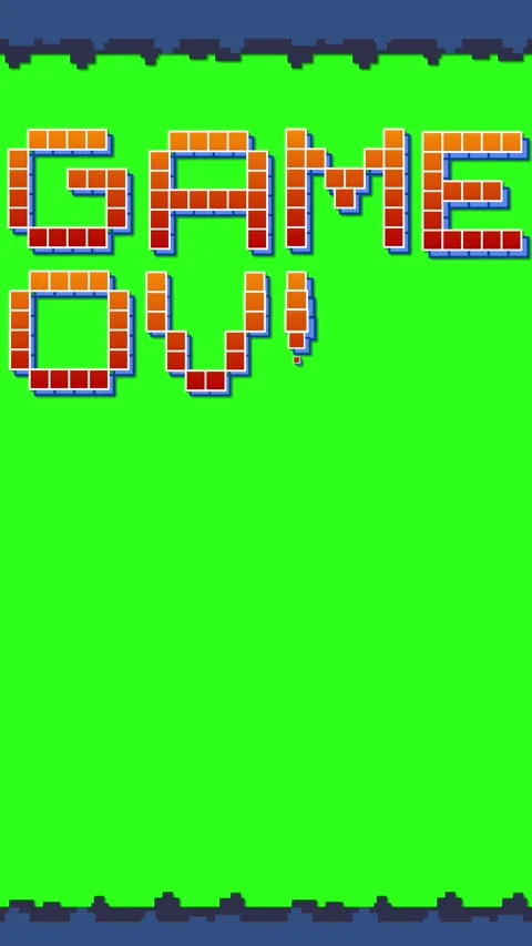 Vertical Pixel Art Space Shooter Animation with Game Over Text Stock Footage 337447206
