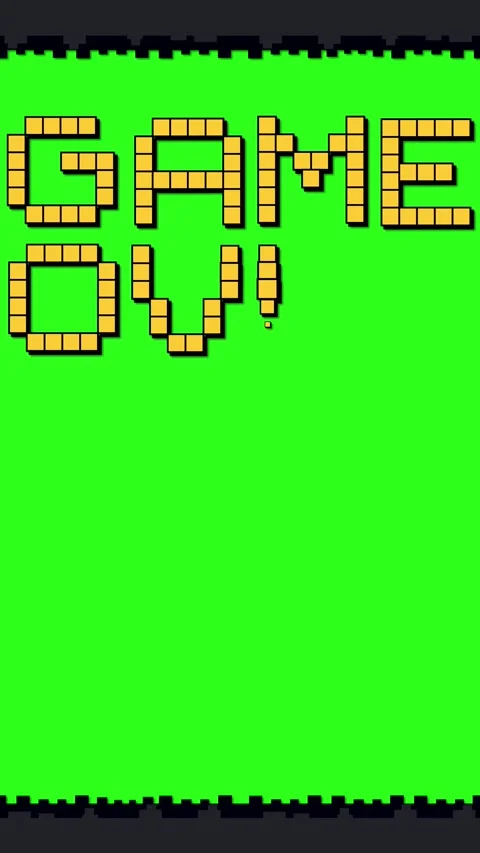Vertical Pixel Art Spaceship Shooting Game Over Text on Green Screen Stock Footage 335682035