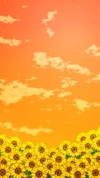 Vertical Pixel Art Sunflower Field at Sunset for Retro Game Stock Illustration