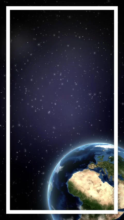 Vertical Planet Earth Rotating in Starry Space Background Stock Footage 344617375