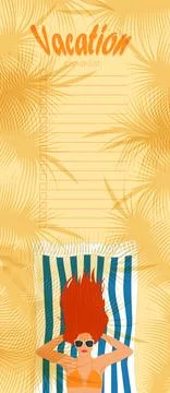 Vertical Planner for tasks for vacation trip to beach resort for vacation Stock Illustration