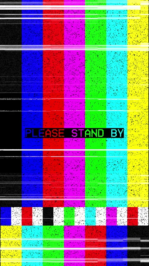 Vertical Please Stand By Glitch Screen with No Signal Broadcast, Static Noi.. Stock Footage 332637105