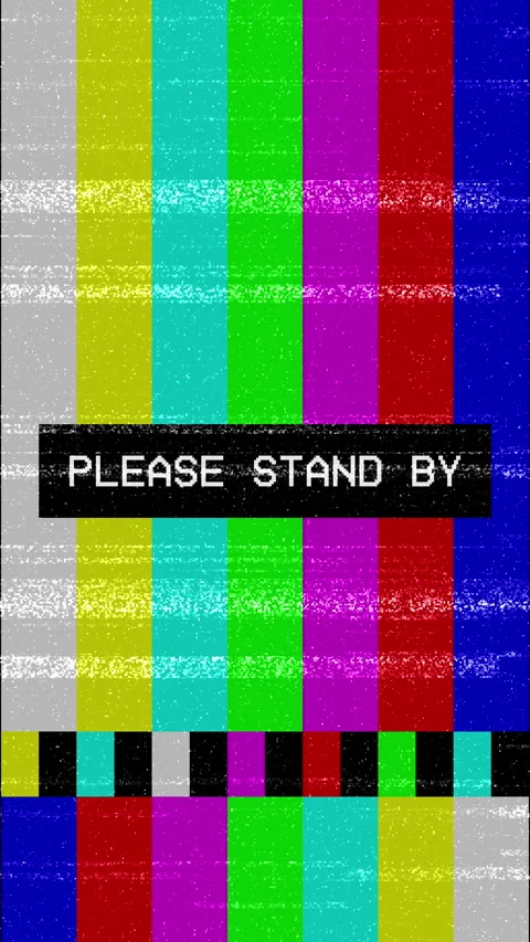 Vertical Please Stand By Glitch Text Animation with No Signal Broadcast, St.. Stock Footage 332637009