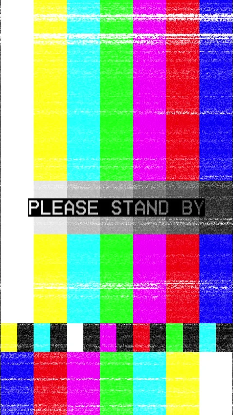 Vertical Please Stand By Retro TV Screen with Test Pattern, Static Noise, a.. Stock Footage 332637873