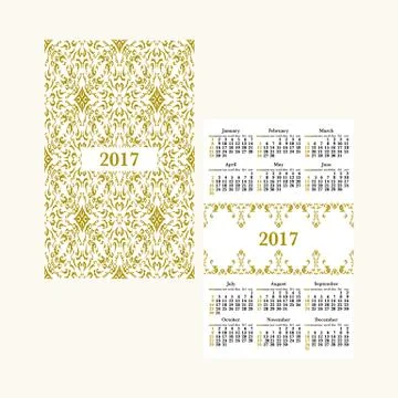 Vertical pocket calendar for 2017 year. Stock Illustration