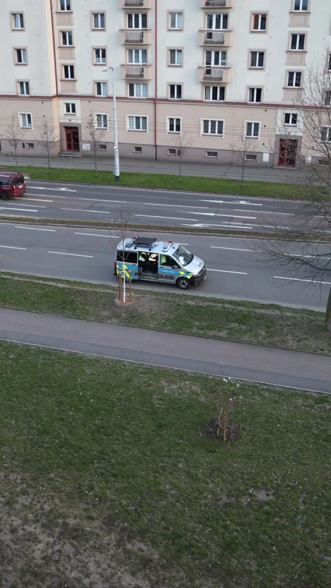 Vertical police van on road Stock Footage 332116805