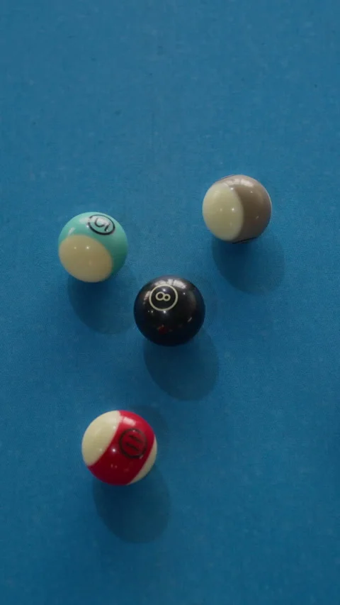 Vertical of Pool Balls Bursting from Triangle Rack at Break Shot Stock Footage 332763635
