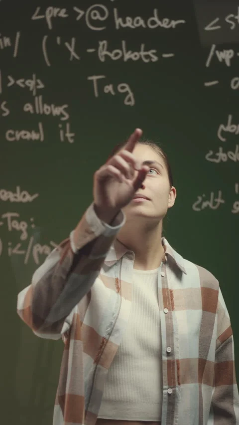 Vertical Portrait of Female Programmer Creating Computer Command Stock Footage 259937266