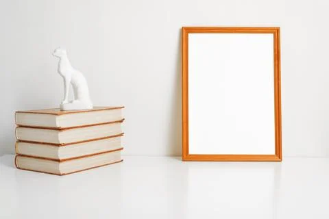 Vertical portrait frame mock-up with blank space for branding, picture, pho.. Stock Photos