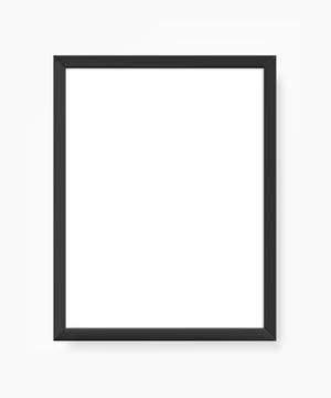 Vertical portrait frame on white wall. 3d vector mockup Stock Illustration